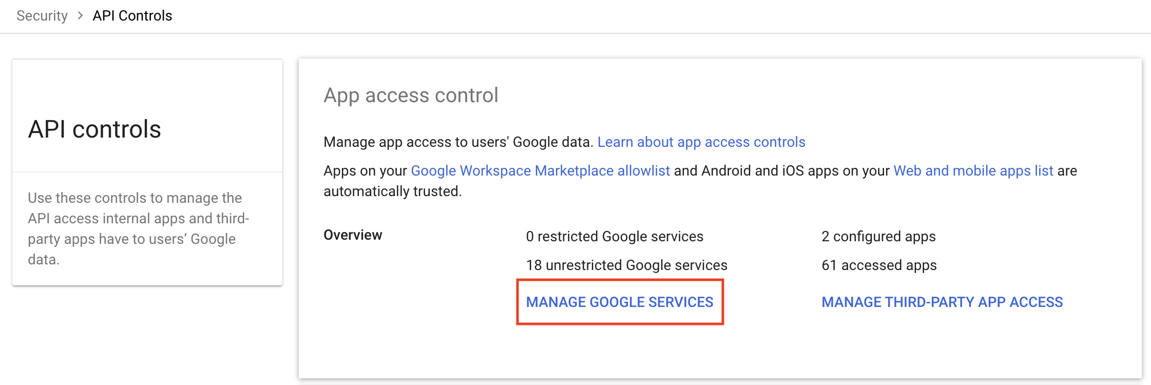 Manage Google Services in Google Workspace Admin
