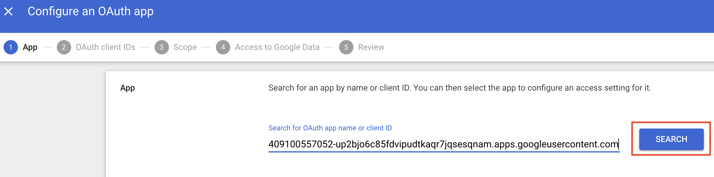 Search for JumpCloud app by Client ID